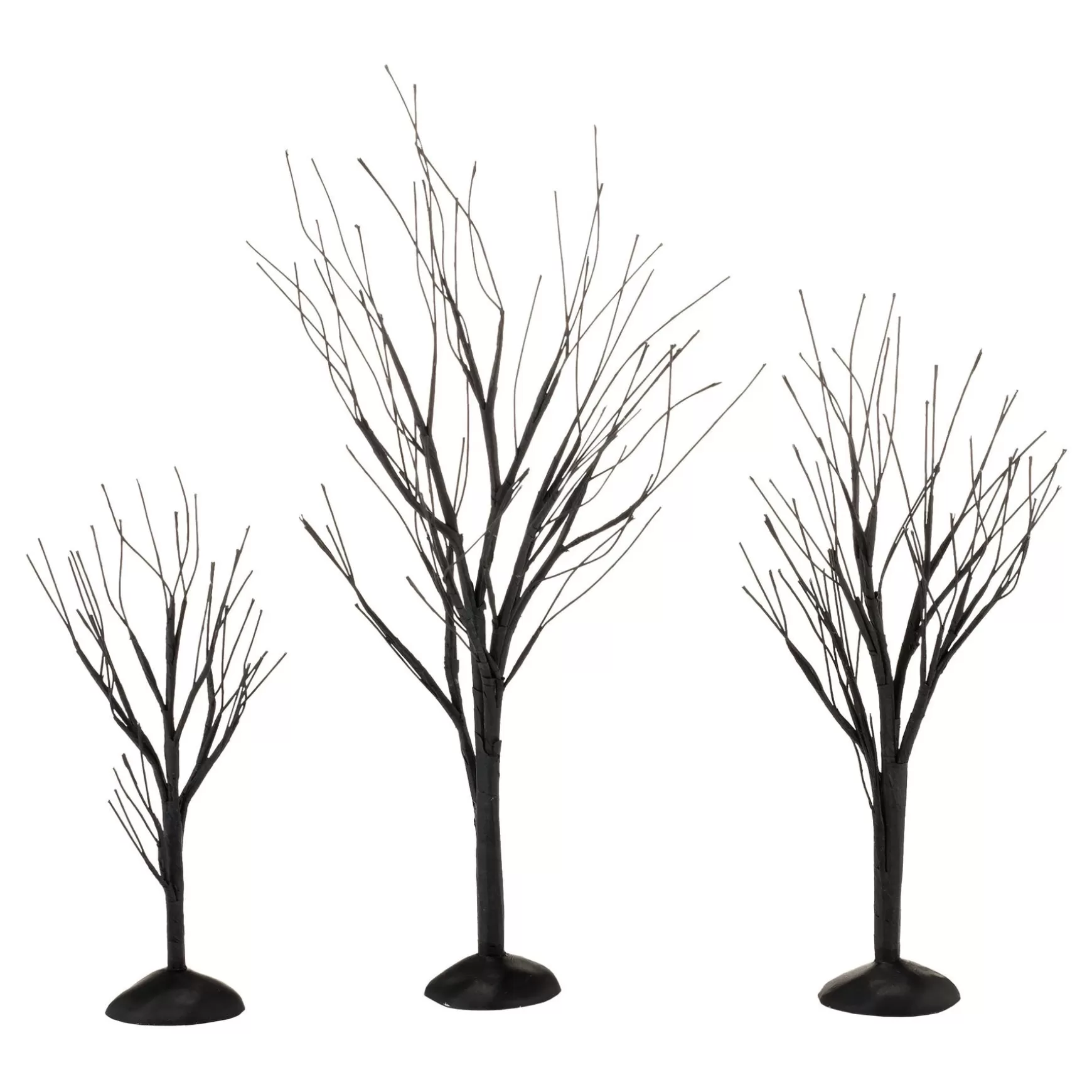 Department 56 Black Bare Branch Trees, St/3< Halloween Village Accessories