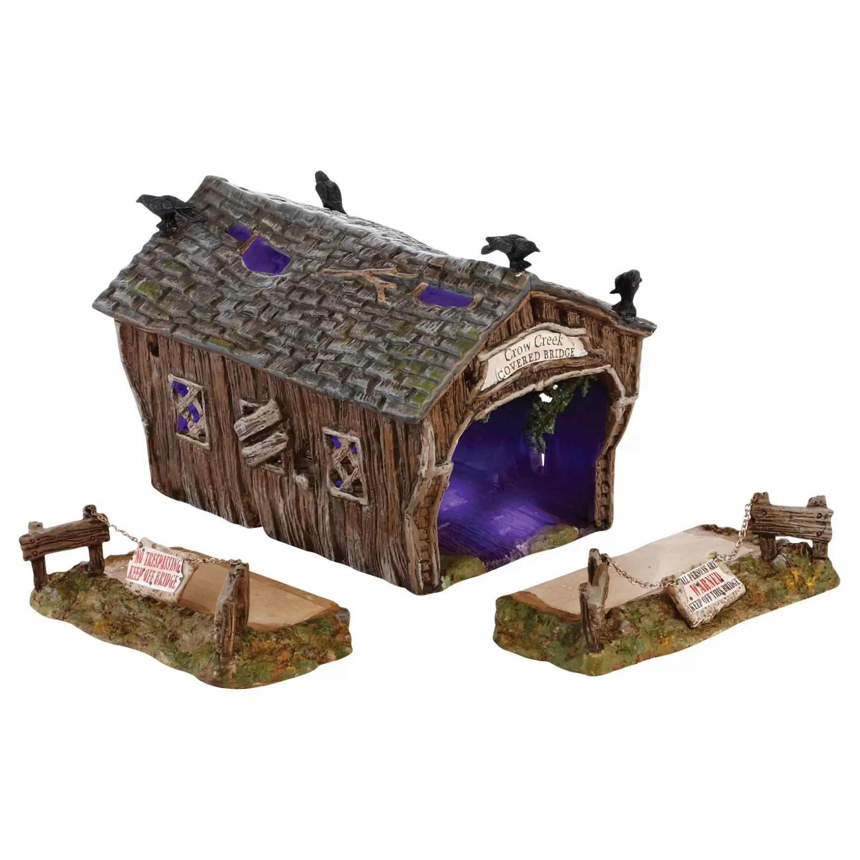 Department 56 Crow Creek Covered Bridge< Halloween Village Accessories