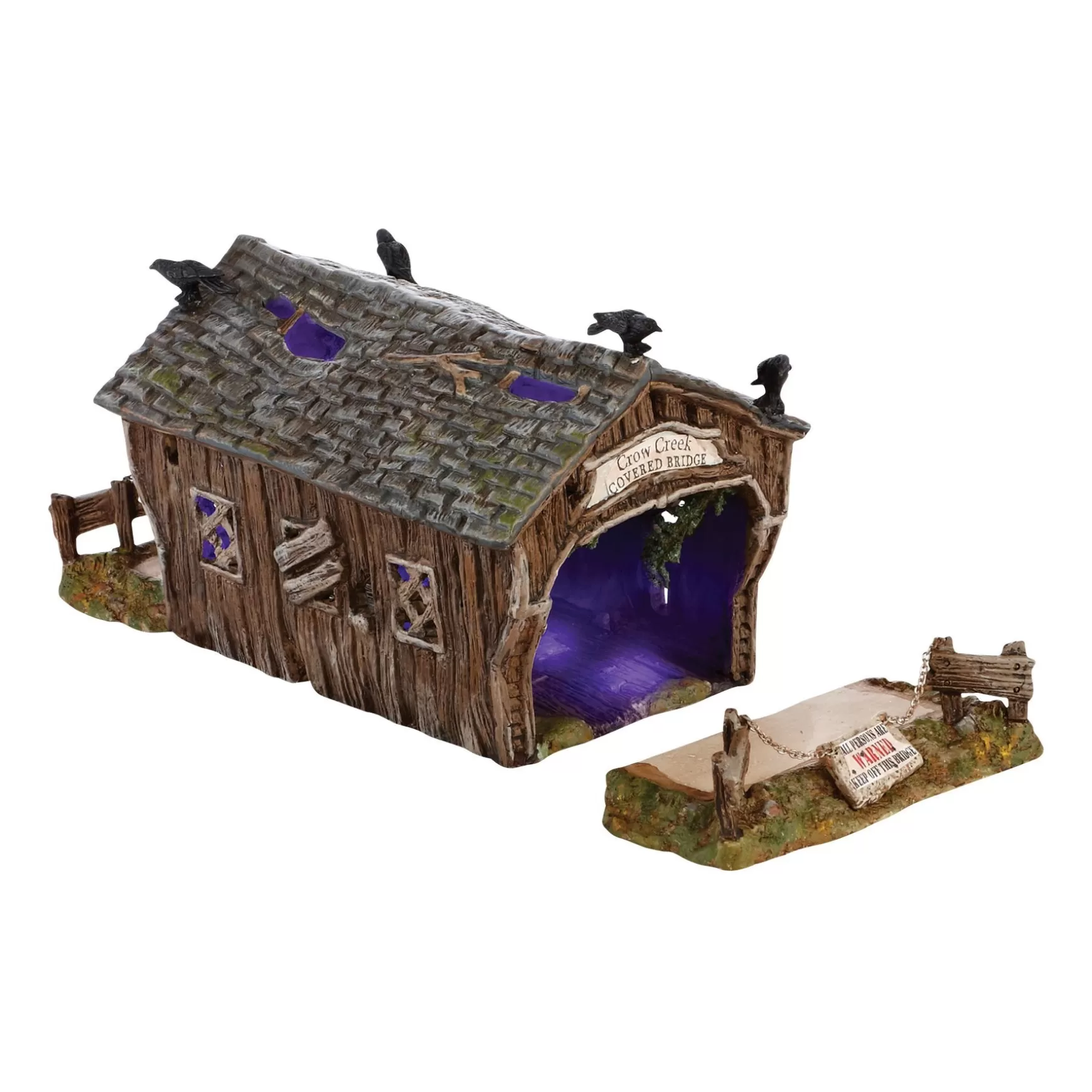 Department 56 Crow Creek Covered Bridge< Halloween Village Accessories