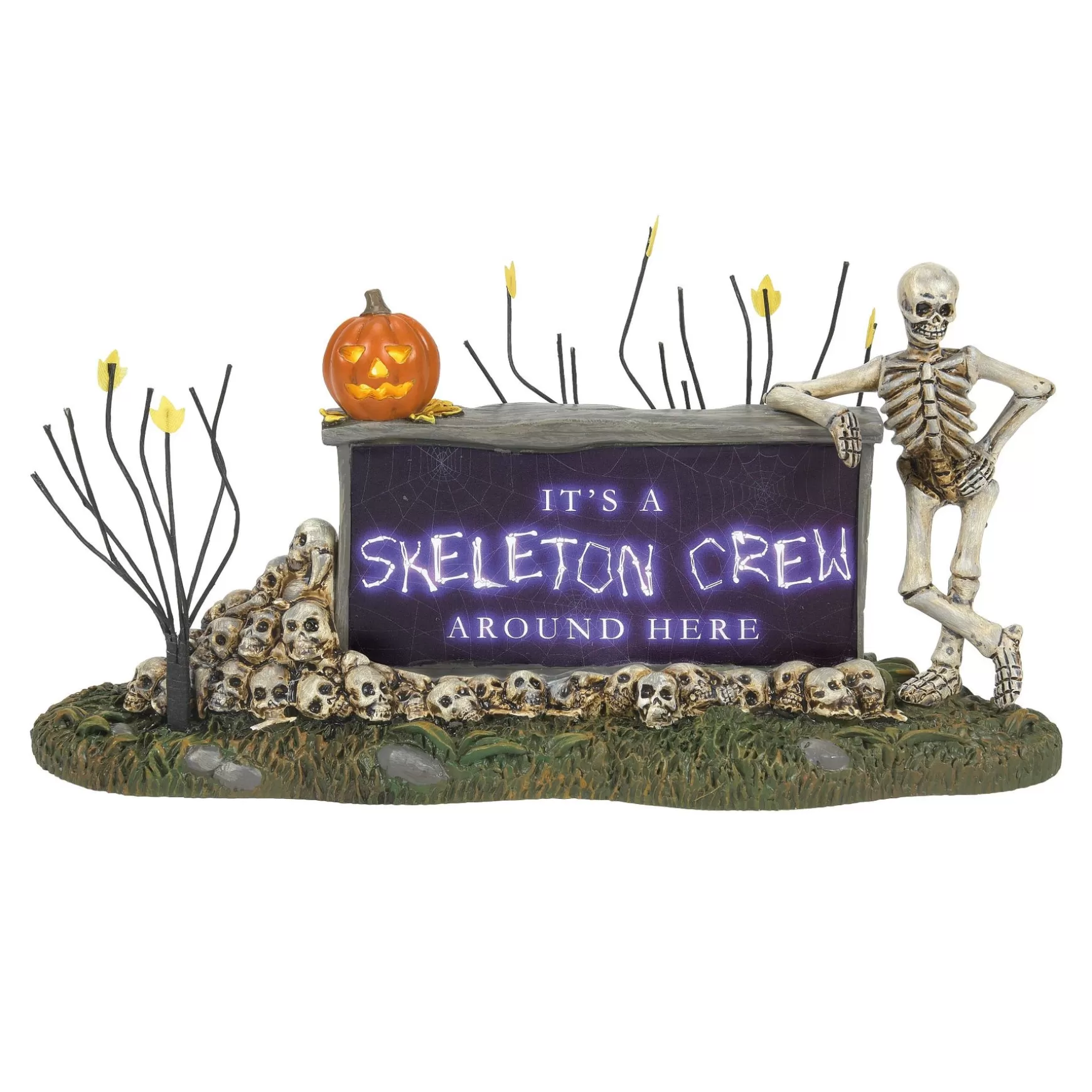 Department 56 We're A Skeleton Crew Sign< Halloween Village Accessories